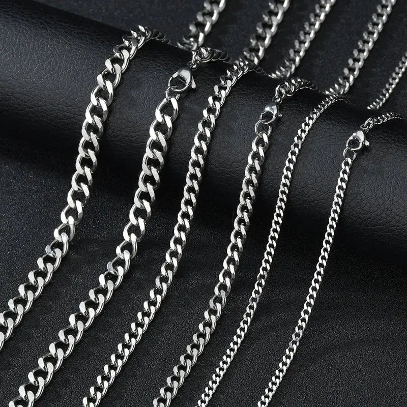 Men Stainless Steel Basic Chain Necklace Titanium Steel Jewelry Cuban Chain For Women Horiva