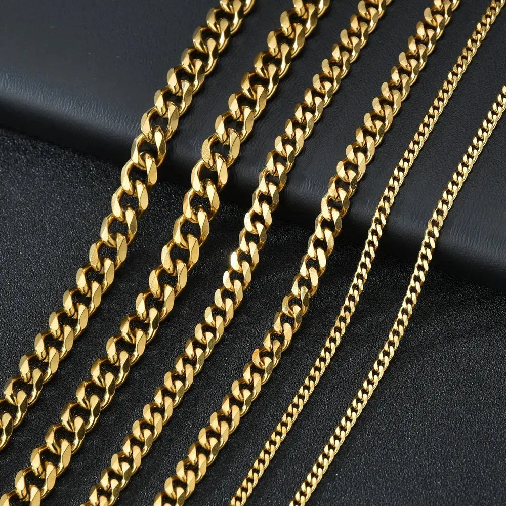 Men Stainless Steel Basic Chain Necklace Titanium Steel Jewelry Cuban Chain For Women Horiva