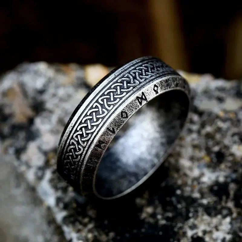 YILUOCD Stainless Steel Viking Runes Ring for Men Women Vintage Nordic Celtic Knot Rings Odin Letter Amulet Jewelry Wholesale Horiva