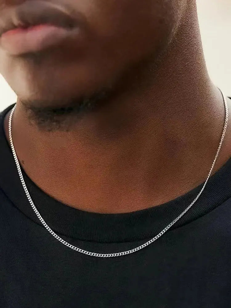 Men Stainless Steel Basic Chain Necklace Titanium Steel Jewelry Cuban Chain For Women Horiva