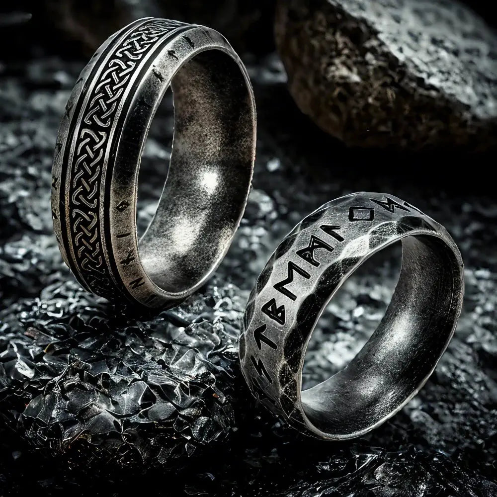 YILUOCD Stainless Steel Viking Runes Ring for Men Women Vintage Nordic Celtic Knot Rings Odin Letter Amulet Jewelry Wholesale Horiva