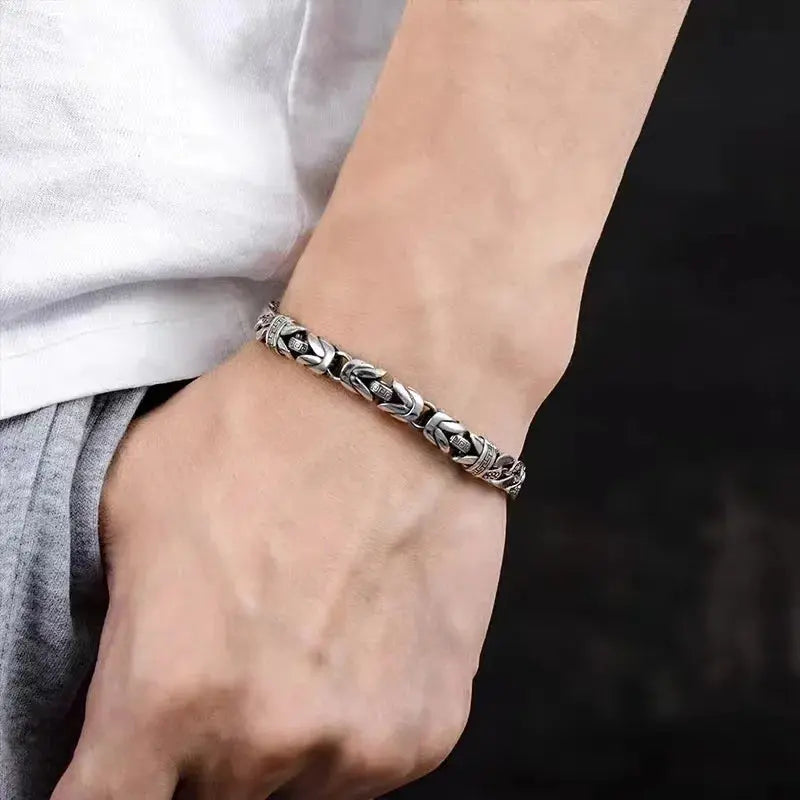 UILZ Factory Price S925 Vintage Silver Color Handmade Bracelet For Men And Women Stylish Hip Hop Niche Thai Bracelet Jewelry Horiva