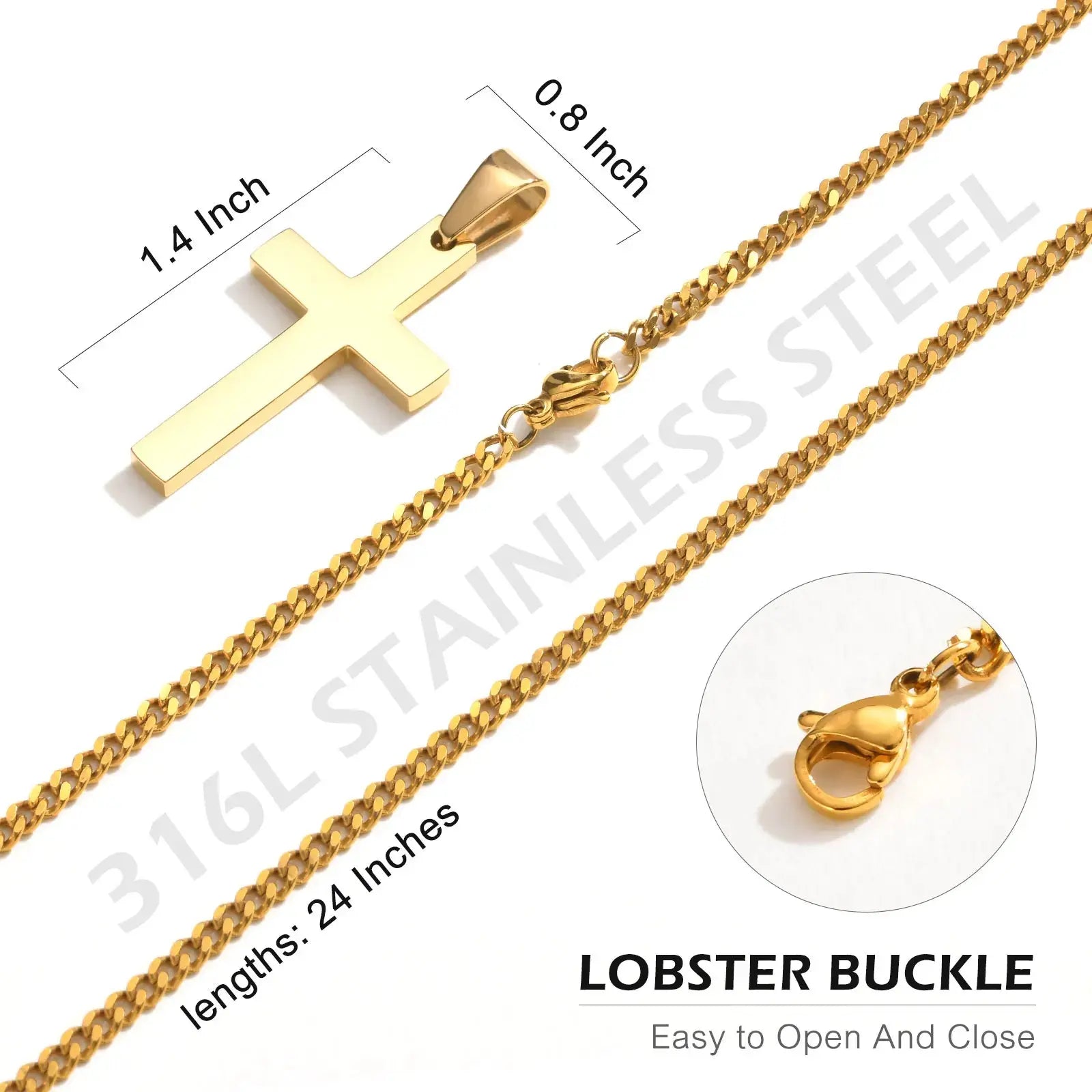 Casual Cross Pendant Necklaces for Men Boys,Waterproof Stainless Steel Pendant Necklaces,Anniversary Birthday Jewelry Gifts Horiva
